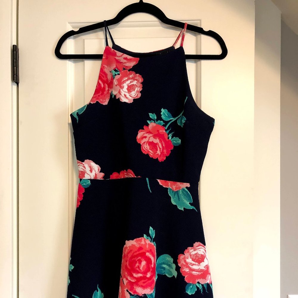 Navy Blue Flowered Dress